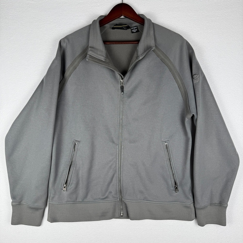 Mountain Hardwear Sweatshirt Mens Large Grey Fleece Mock Neck Zip Up Outdoor